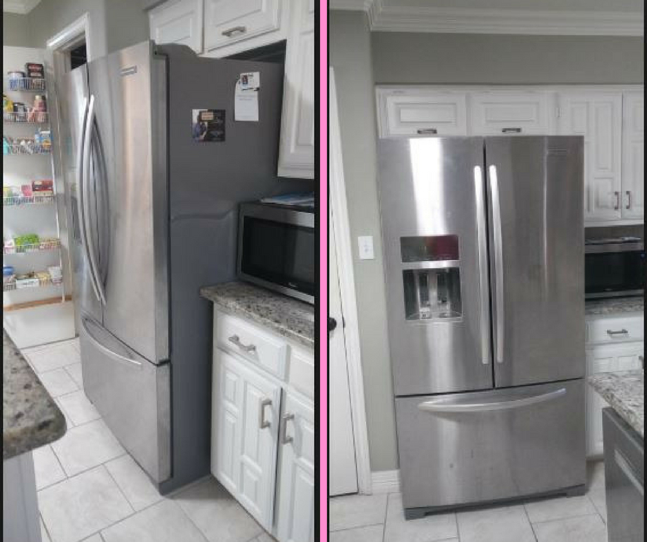 big fridge in small kitchen