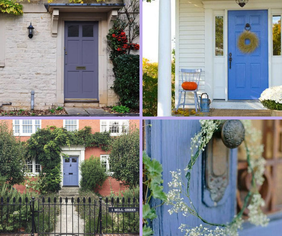 veri peri front door, blue front door, periwinkle front door, blue door, front door colours, interior designer cornwall, interior designer ottawa, sheridan interiors