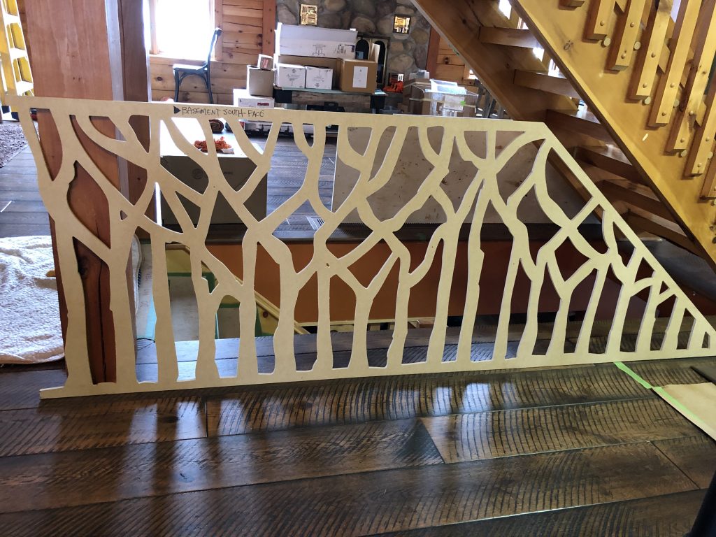 log cabin stair railing in progress, sheridan interiors, cornwall, ottawa