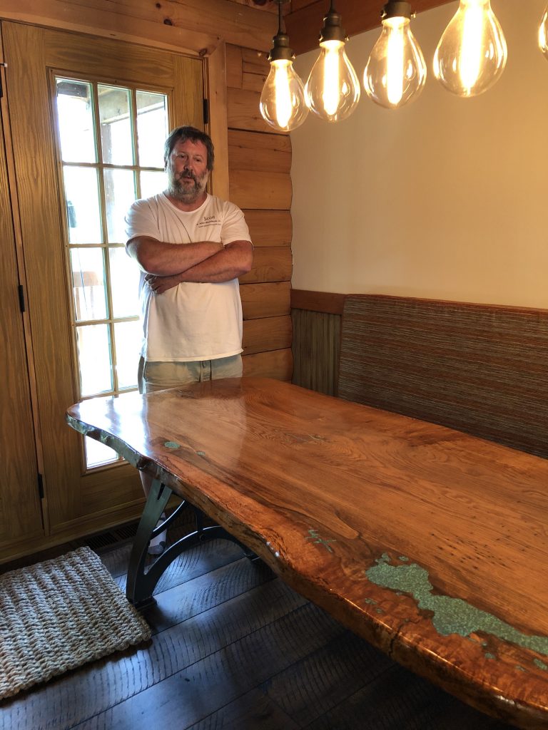 Live edge white oak industrial dining table, Sheridan Interiors Cornwall, Ottawa