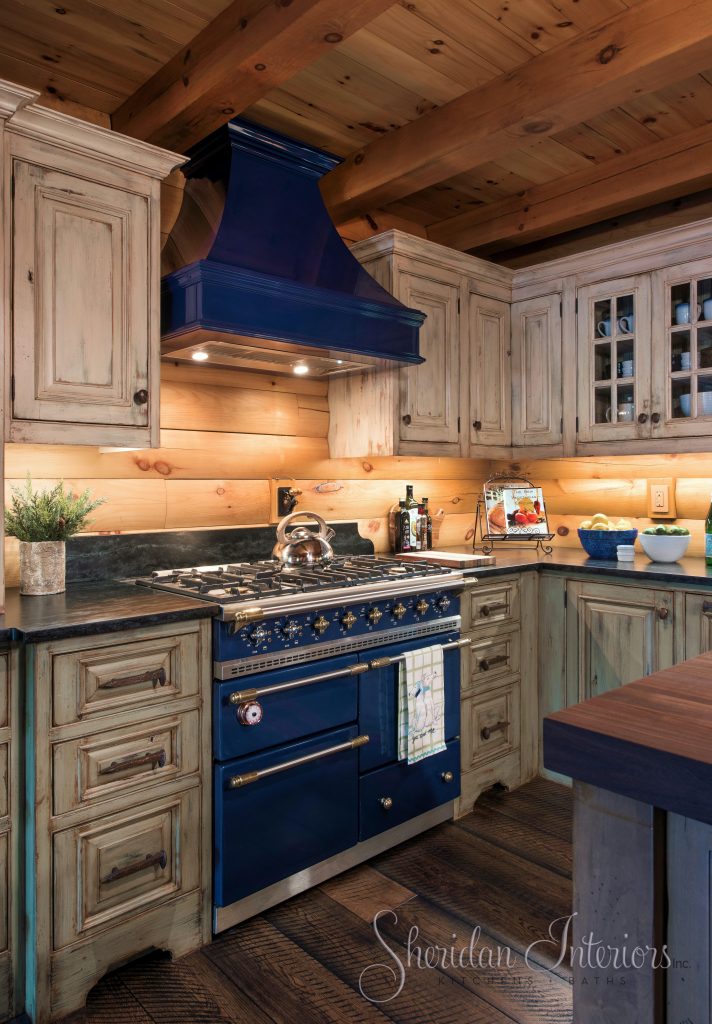Log Cabin Kitchen with French Range, Sheridan Interiors, Cornwall, Ottawa, K6H 6M4, K1K 4H9
