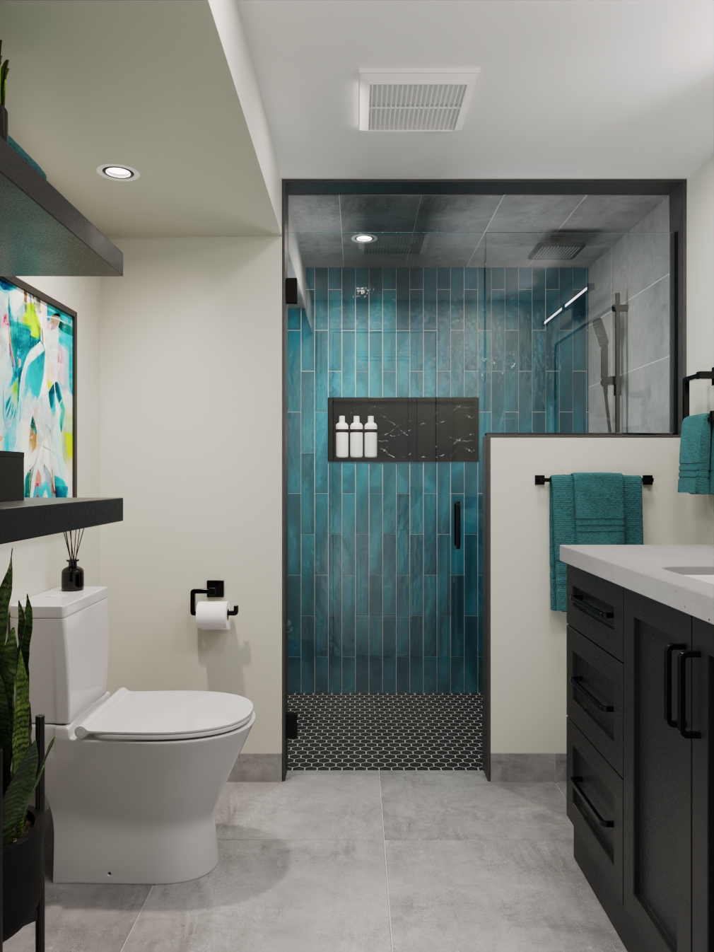 Sheridan Interiors, Modern Basement Bathroom