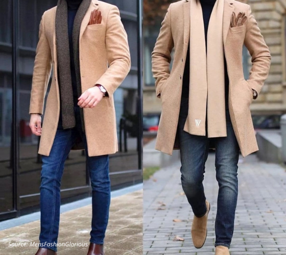men's camel colour overcoat