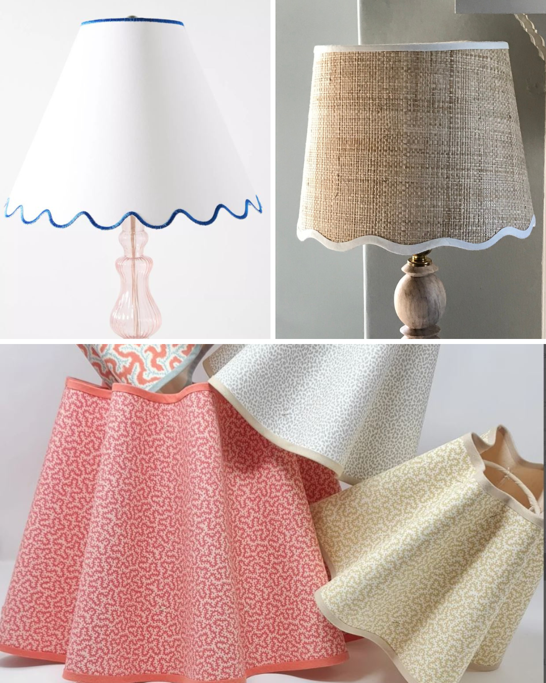 Lamp shades with scalloped details. 
Exclusive lighting and interior designer serving Ottawa, Cornwall Ontario and surrounding areas.