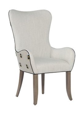 Custom Dining arm chair with complimentary fabrics.  Sheridan Interiors, luxury interior design offering bespoke custom furnishings for Ottawa, Cornwall and Eastern Ontario.  