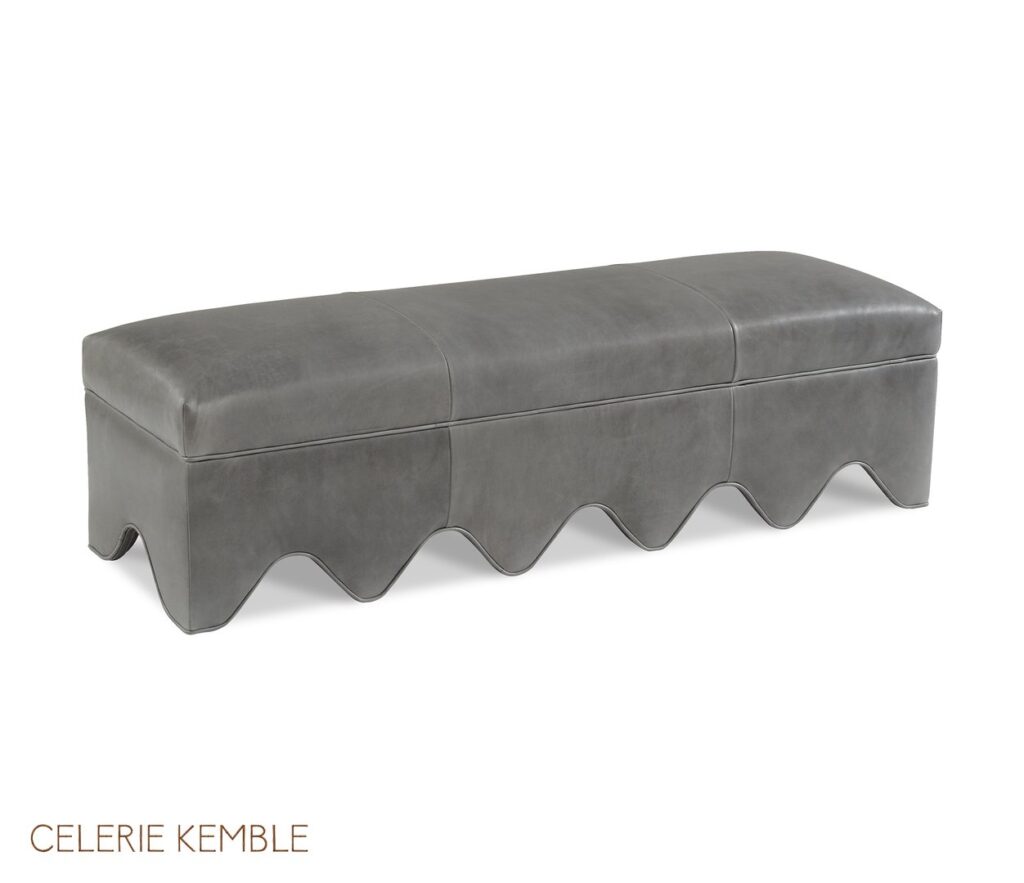 Taylor King Bench with scalloped frame.  Sheridan Interiors, luxury furnishings and interior design for Ottawa, Cornwall and surrounding areas. 