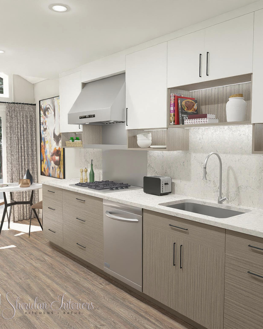 Contemporary Galley Kitchen appliance and sink layout by Sheridan Interiors, Ottawa Kitchen Renovations