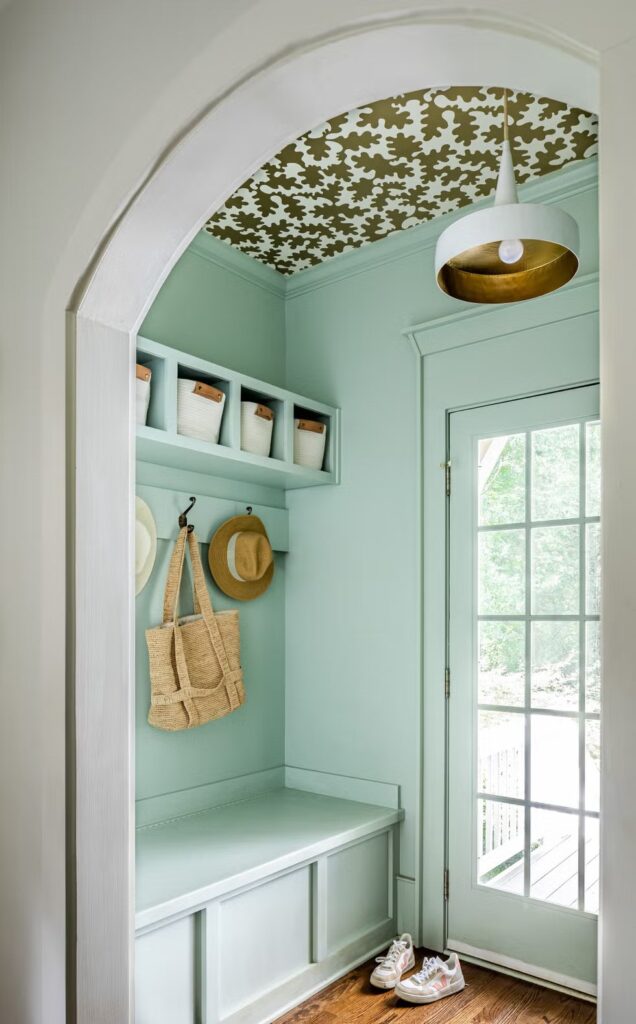 Mint Green Mudroom Alexa Stevenson, Sheridan Interiors, interior designer cornwall, interior designer ottawa 