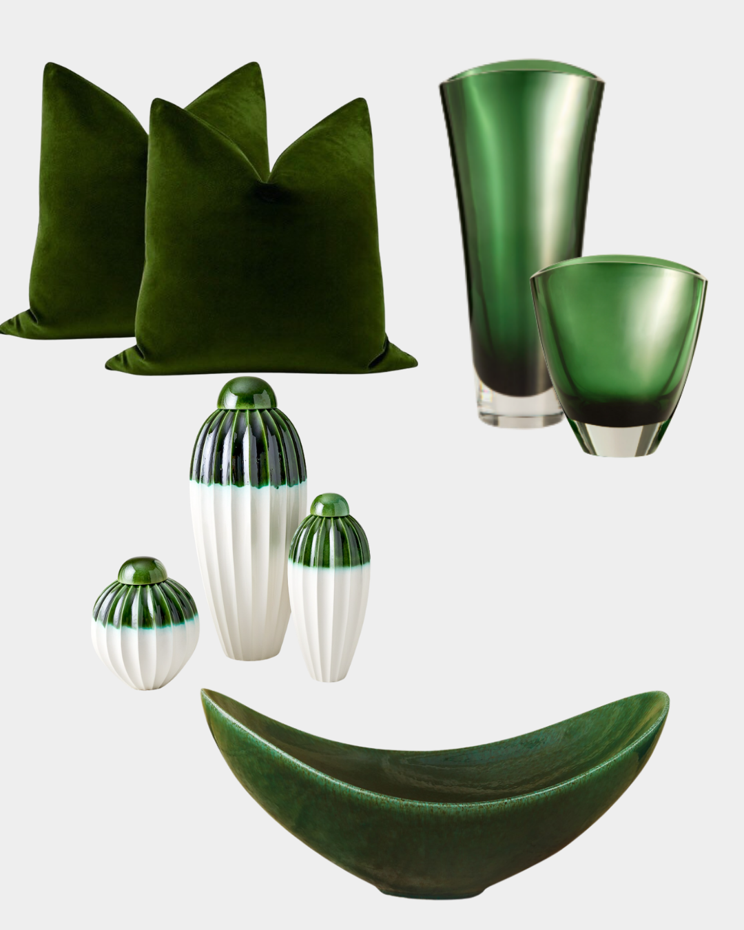 Dark & Moody Green Accessories by Sheridan Interiors. Luxury interior design and decorating firm serving Cornwall, Ottawa and surrounding areas.