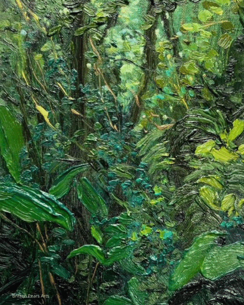 Dark & Moody Green abstract botanical Art 